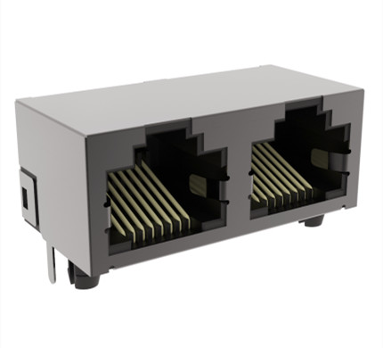 RJ45 1X2P 90度口向上 H13.1mm 無燈無彈 帶柱